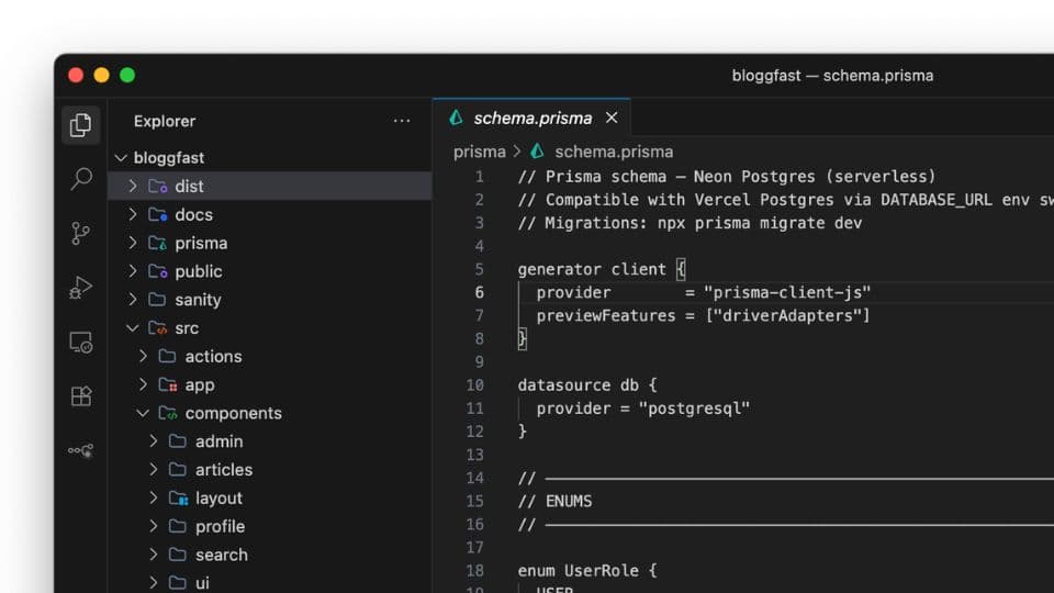 Overview of the BloggFast admin and product foundation