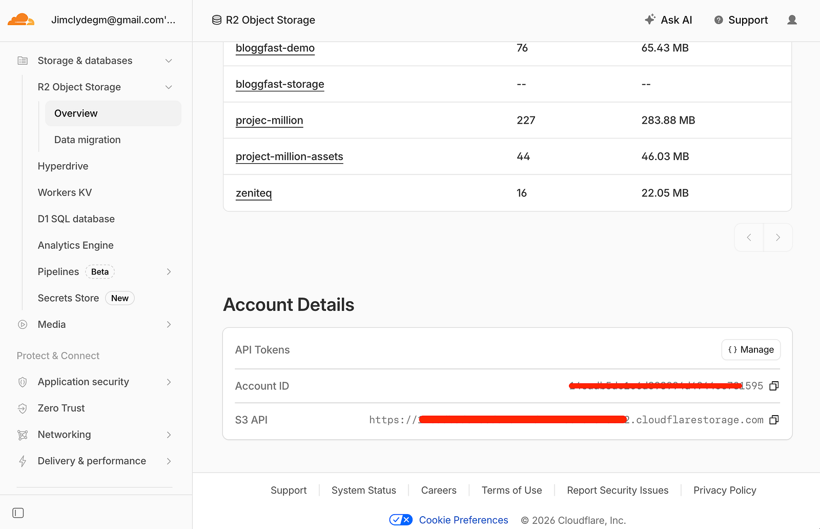 Cloudflare account ID and R2 S3 API endpoint
