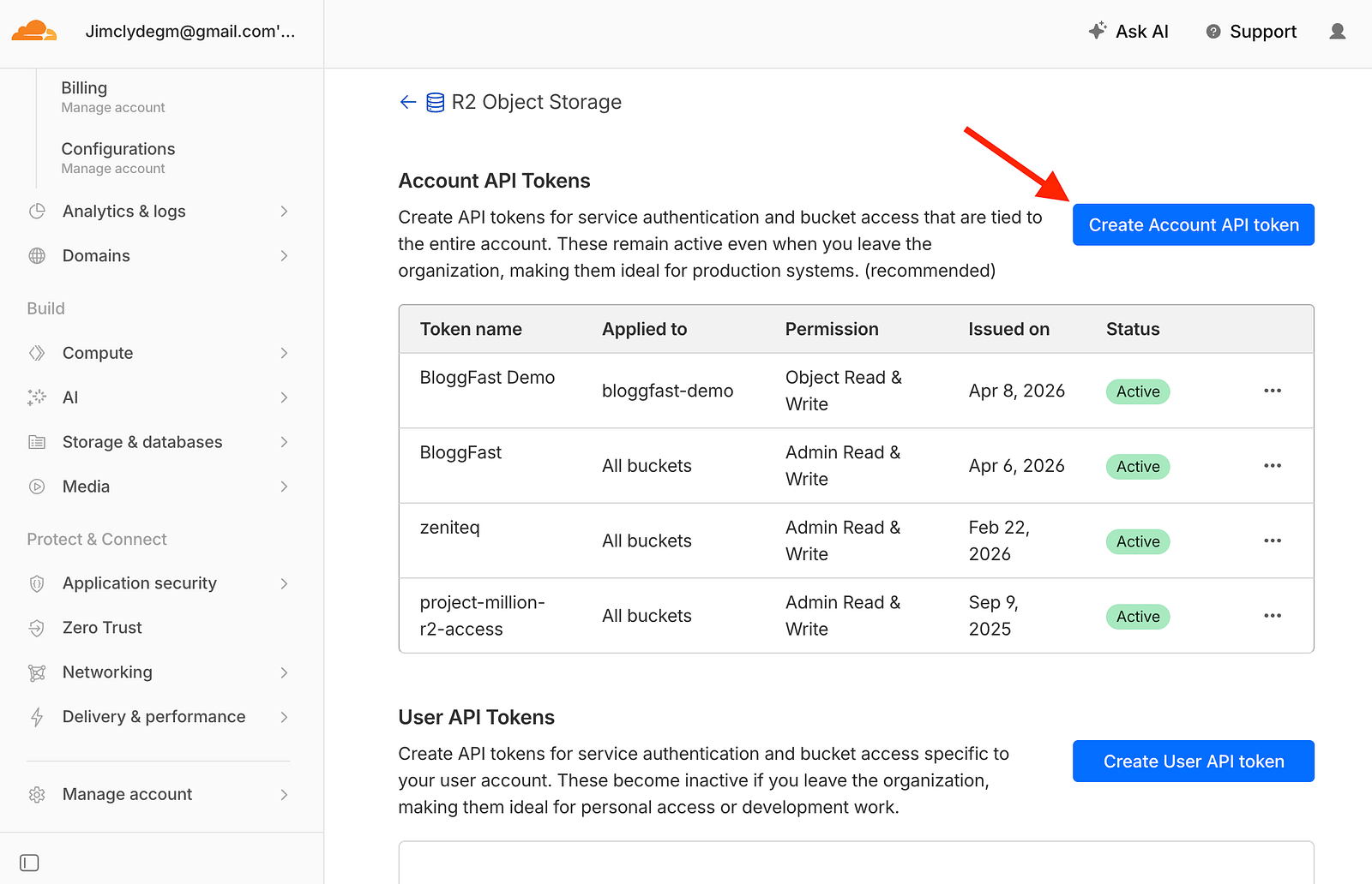 Manage R2 API Tokens