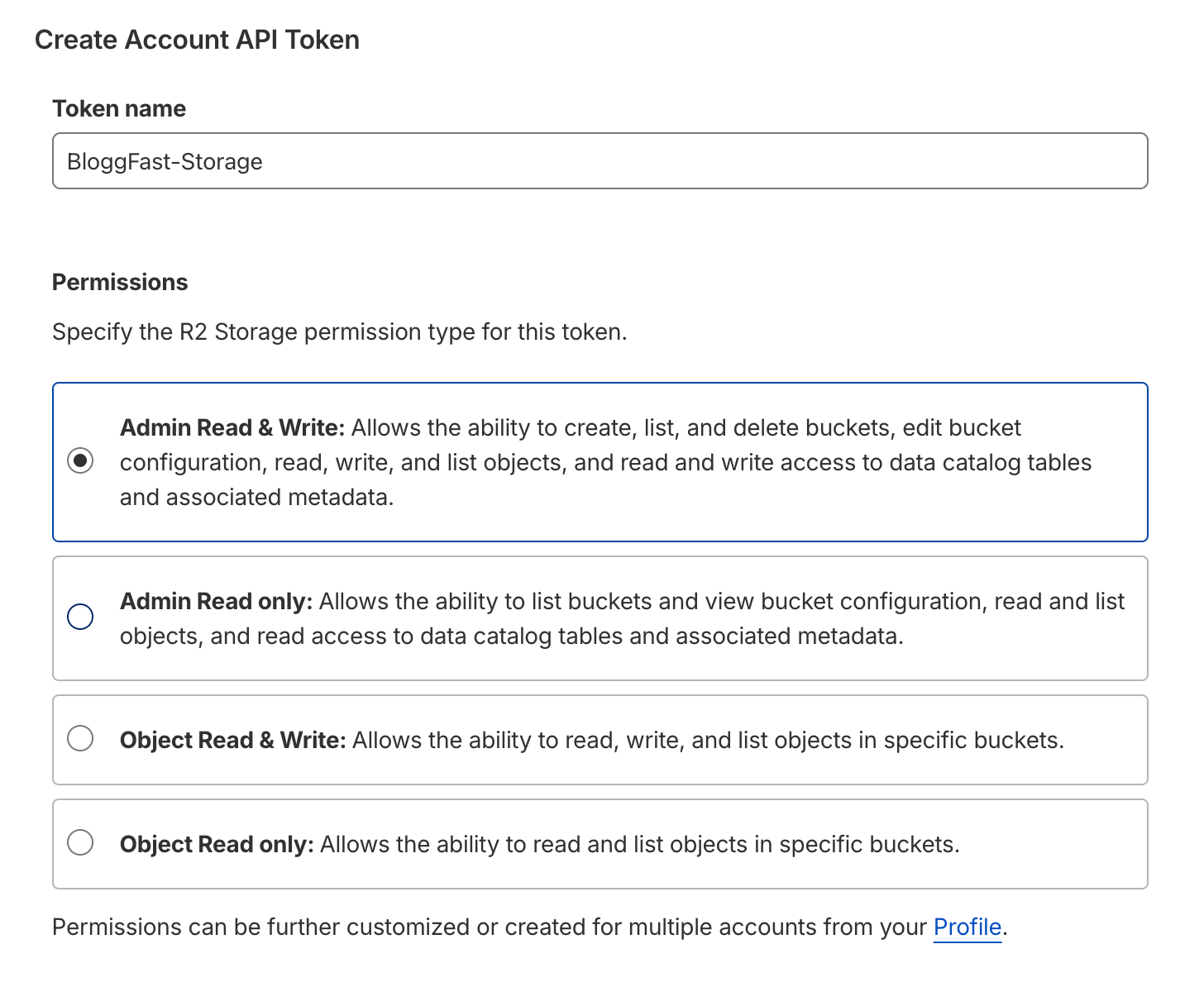 R2 Token with Admin Read & Write access