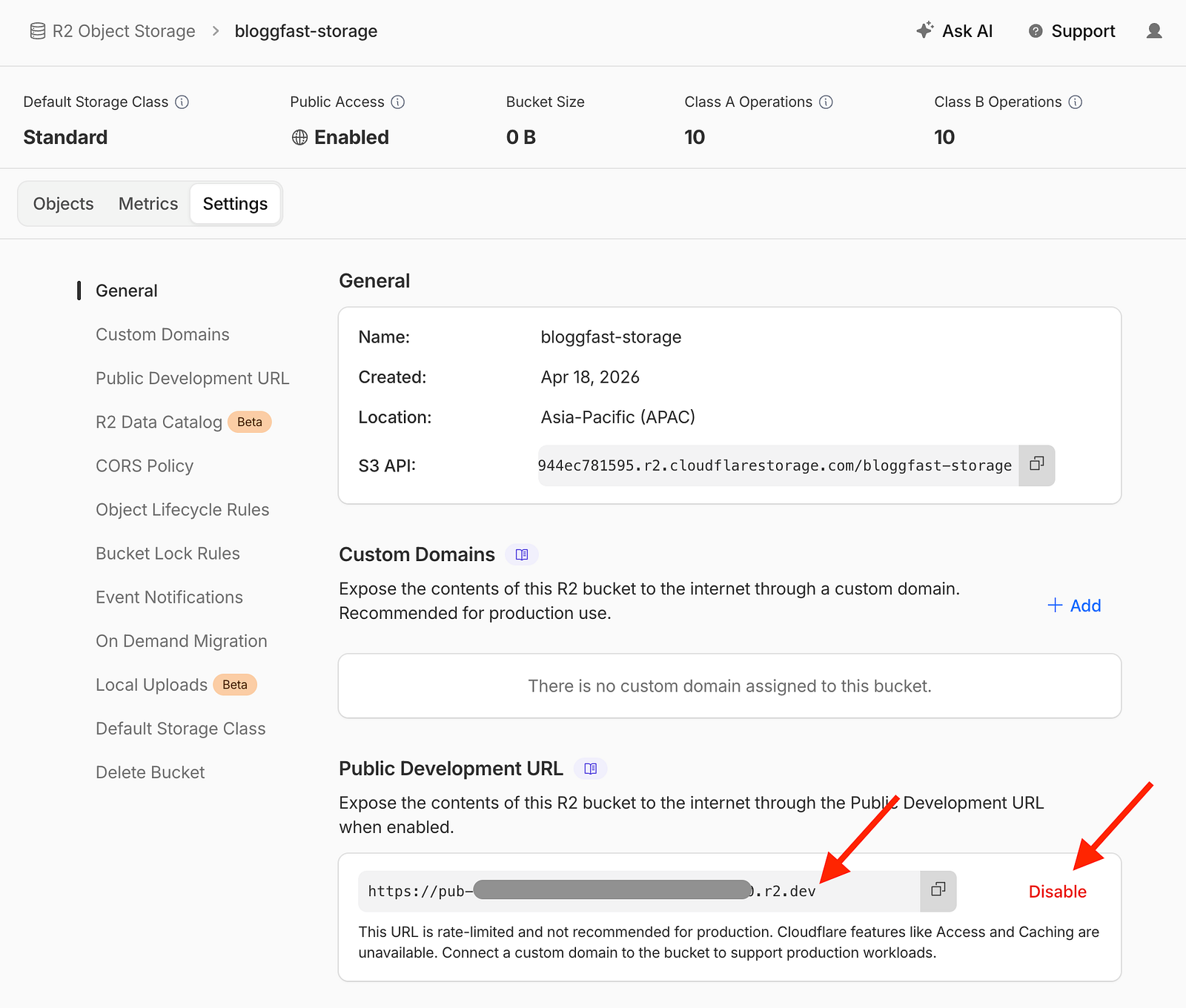 R2 Public Development URL