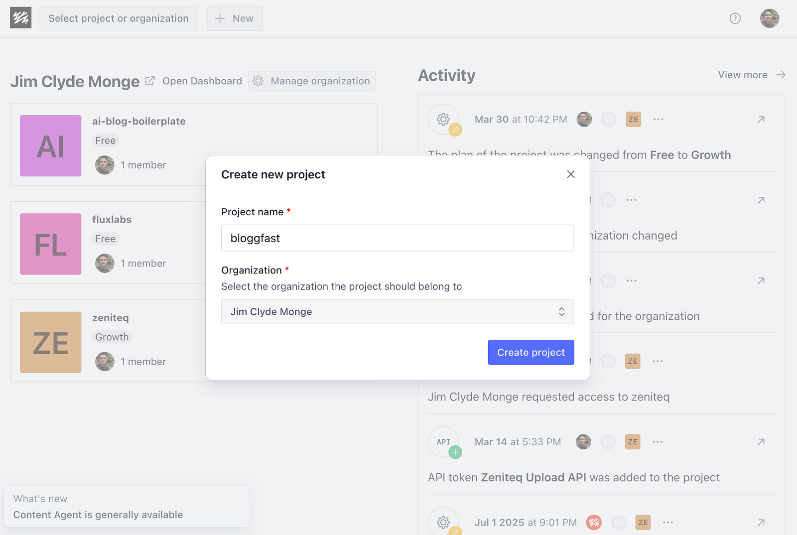 Creating a new project in Sanity