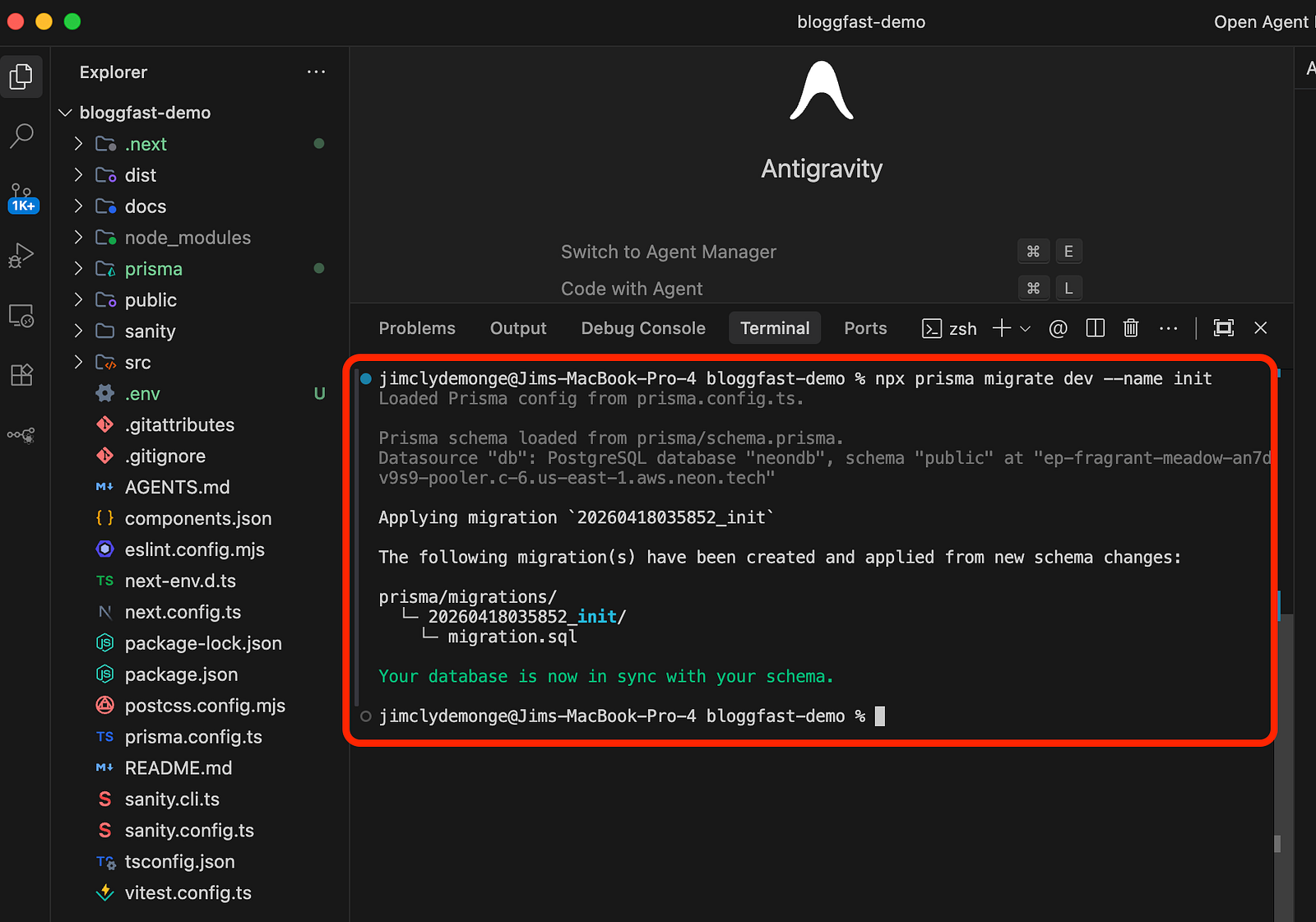 Running Prisma migration
