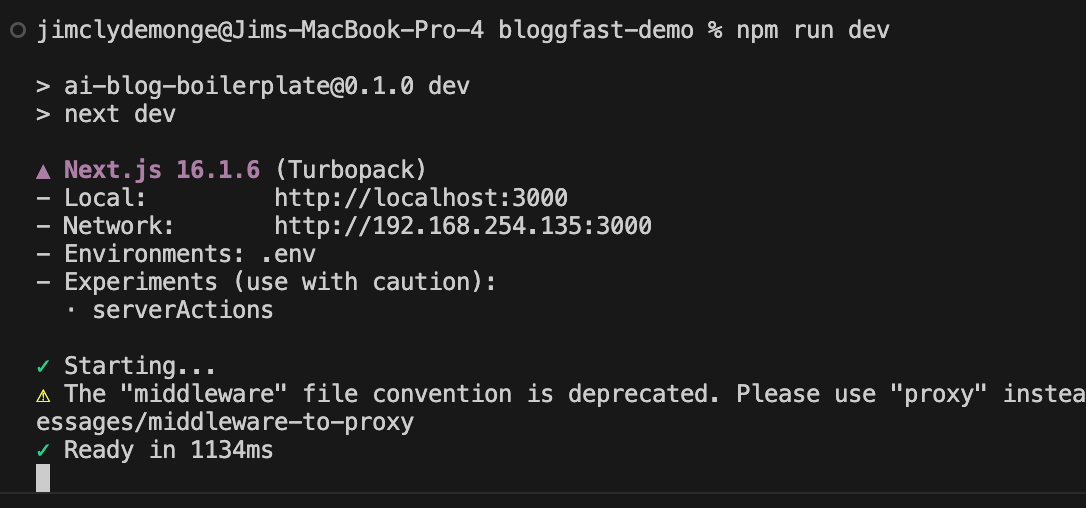Start Next.js development server