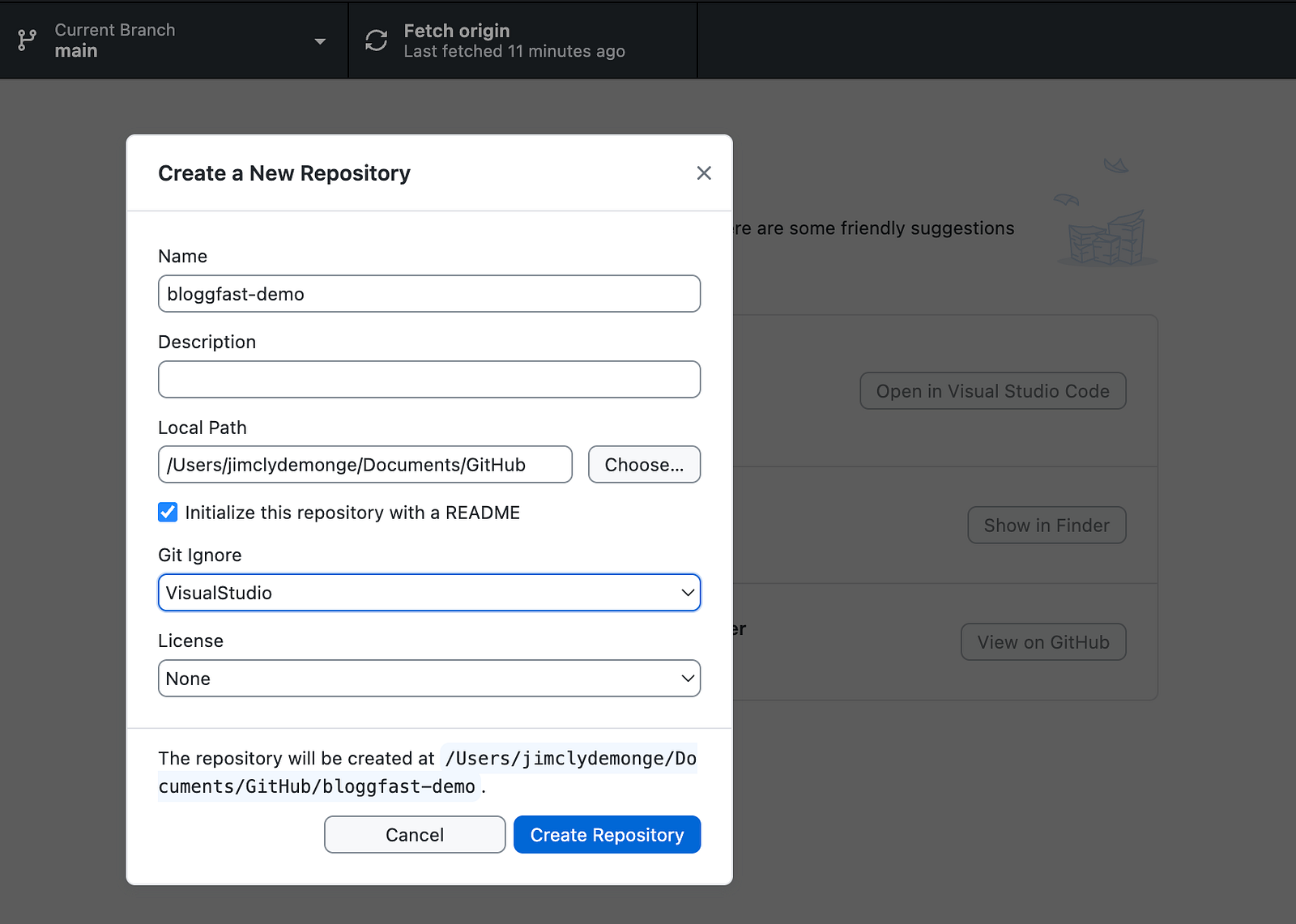Publishing repository using GitHub Desktop