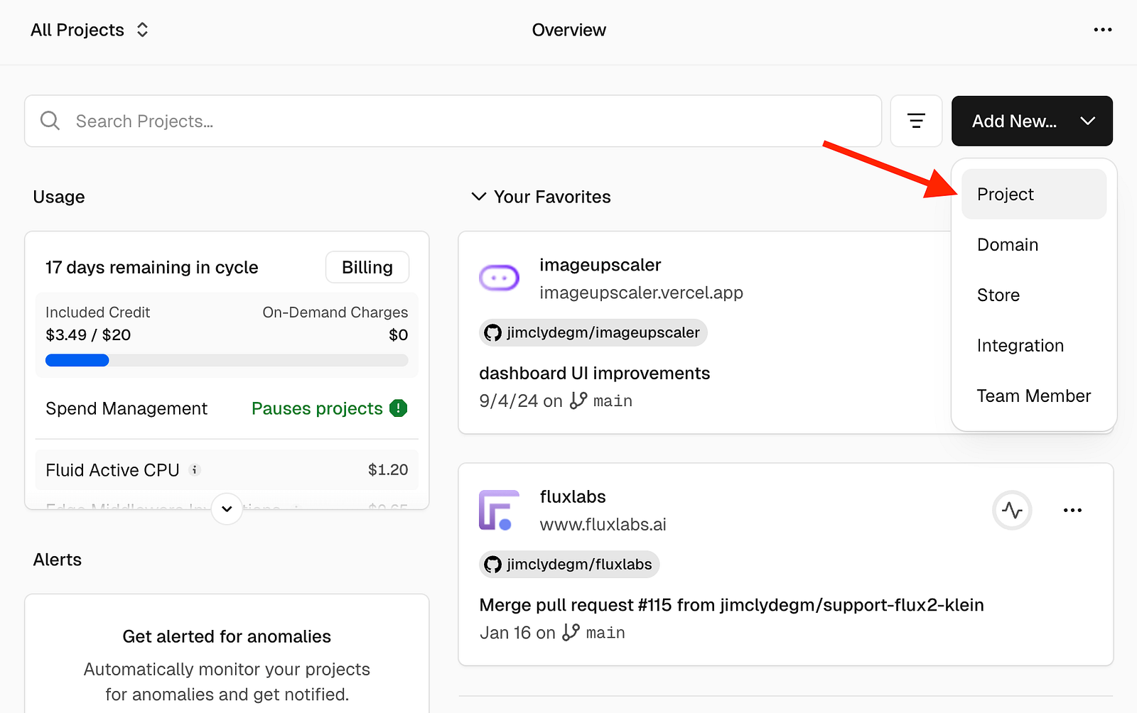 Importing GitHub repository into Vercel
